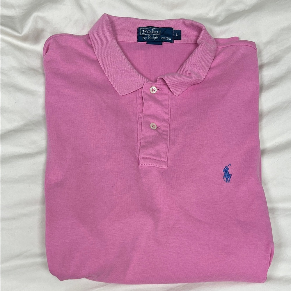 Polo by Ralph Lauren Men's Polo Shirt in Pink and Blue